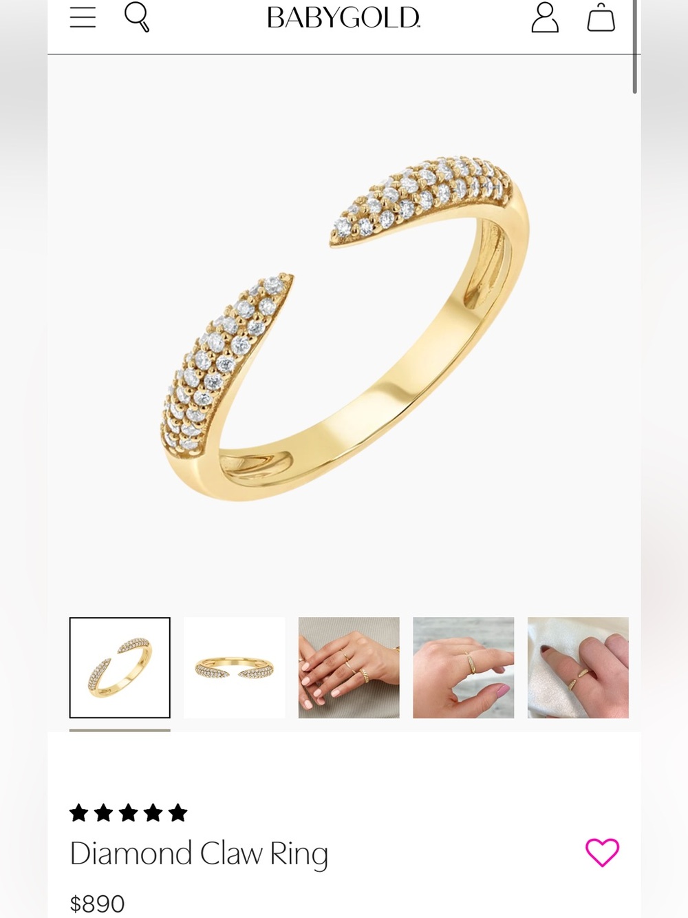 Diamond Gold Claw Ring